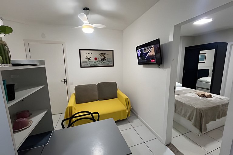 Flat Malu Pé na Areia - poucos passos praia Grande